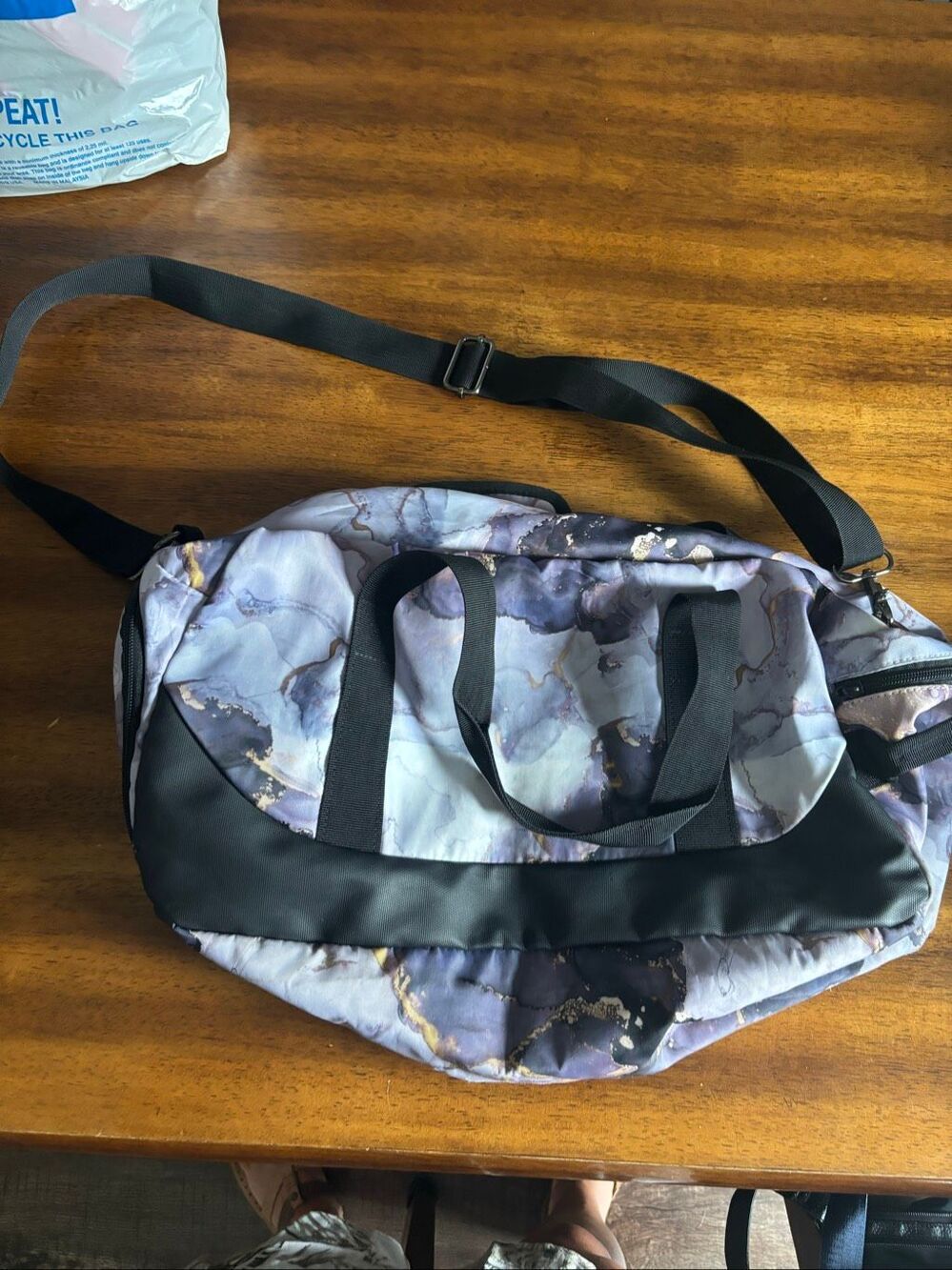 Marble print gym/duffel bag